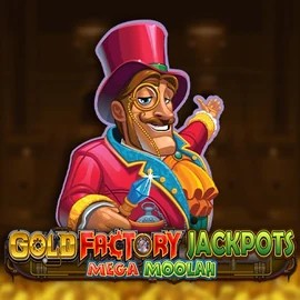 Gold Factory Jackpots Mega Moolah logo by Aurum Signature Studios Spinbara Casino